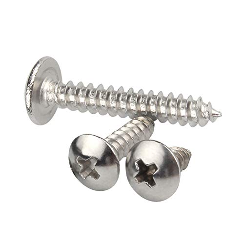 Xiedeai Tornillos Autorroscante Clavos M3 M4 M5 M6 - Tornillo de Cruz Cola Puntiaguda Redonda Cabeza de Hongo Acero Inoxidable Tornillos para Madera