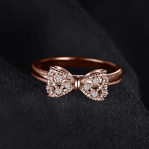 Image of JewelryPalace 14k White Yellow Rose Gold Plated 925 Sterling Silver Rings for Women, Cubic Zirconia Promise Rings for Her, Stackable Wedding Bands Rings for Women Infinity Forever Love Knot Ring