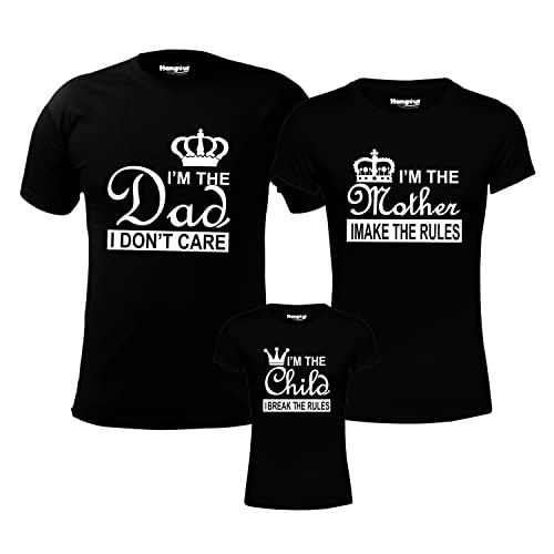 Image of Hangout Hub GiftsCafe.MWG1 Family Tshirt | Best Dad Mom Daughter Ever Printed Tees | Regular Fit Twinning T-Shirts (Cotton | Pack of 3 | Black)
