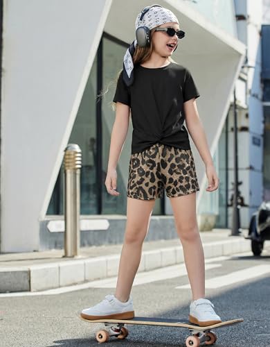 Image of Arshiner Girls Clothing Sets Twist Front Top and Shorts 2 Piece Outfits Activewear Tracksuit 5-14 Year