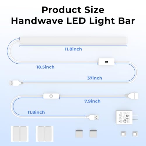 Image of ASOKO 12Inch Hand Wave Activated Under Cabinet Lights-4500K Daylight White