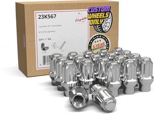 Image of Wheel Accessories Parts 20 Pcs 9 /16 inch-18 Thread ET Bulge Acorn (Extra Thread) 1.80 inch Long Spline Lug Nuts Chrome Truck Spline Hex Fits Dodge Ram 1500 | Ram 1500