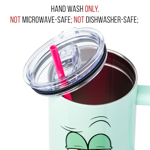 Image of Silver Buffalo SpongeBob SquarePants Stainless Steel Tumbler with Handle Featuring Squidward, Fits in Standard Cup Holder, 40 Ounces (Pack of 11)