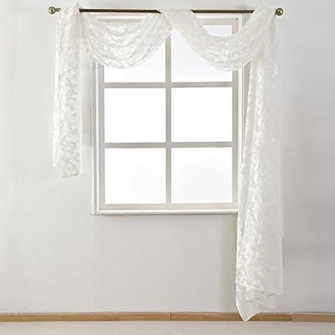 NAPEARL Scarf Valance, European Style Jacquard Window Scarf, Decorative Sheer Curtain for Wedding Arch, Canopy Bed, Headboard, Gazebo, 1 Panel (Wide 54 in x Long 216 in, White) Cover