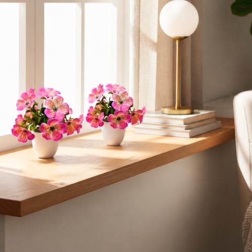Image of fancymart Artificial Real Touch Flower Plant with Pot (Pack of 2), 16 cm Height, Decorative Faux Floral Plant for Home, Office, Living Room, Bedroom, Table & Shelf Decor