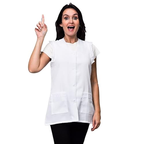 Jaleco Feminino Acinturado Sem Manga Com Blum Lese (Branco, M)