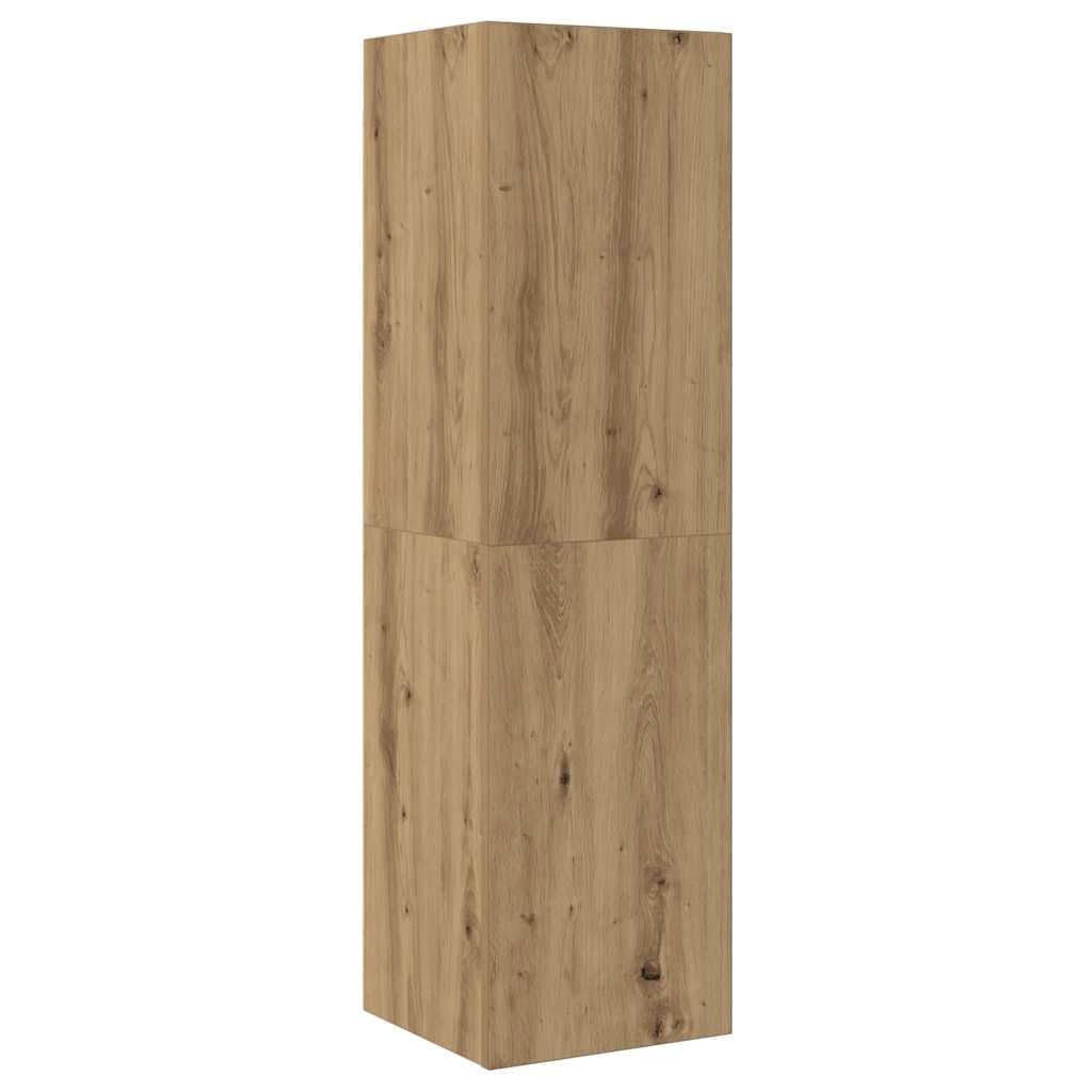 TV-Möbel-Set, 5-teilig, Eiche | Spanplatte, praktische Tür, großer Raum, 30,5 x 30 x 110 cm, 100 x 30 x 30 cm