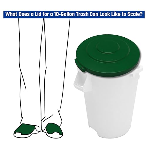 Image of SPARTA Bronco Lid for 10 Gal. Trash Can, Durable, Food-Safe, NSF and HACCP-Compliant, Lid for Commercial Use (Container Sold Separately - Fits Bronco Only), Polyethylene, 10 Gallon, Green (Pack of 6)