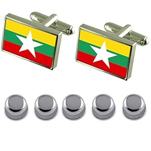 Select Gifts Shirt jurk studs Burma vlag manchetknopen