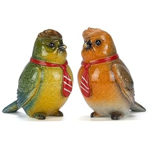 VVGIFTS Decorative Robin Bird Figurines, Set of 2 Resin Sculptures, Two Colors and with Red Scarves for Home and Office Decor