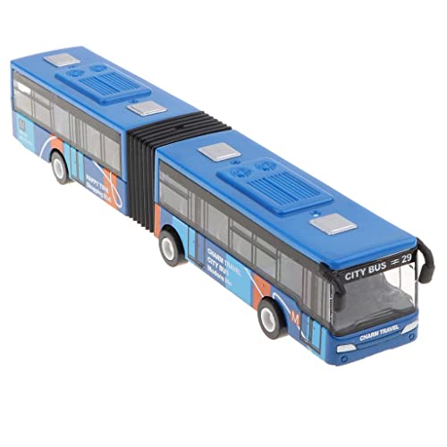 Fenteer 1:64 Legierung Reibungsgetriebenes Gelenkbus Zurückziehen Spielzeugauto Bus Spielzeug, Tolles Geschenk, Blau