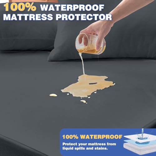 Quwou QUEEN MATTRESS PROTECTOR Waterproof Mattress Cover With 18 Inch Deep Pocket Bed Cover, Fitted Sheet Style Noiseless Breathable Machine Washable thumb #2