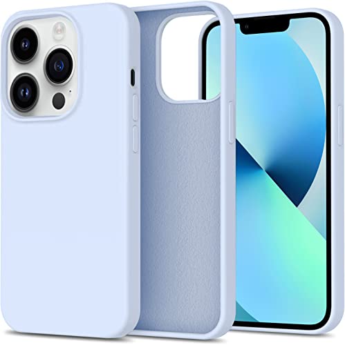 Image of Elzzi Microfiber Candy Case Compatible for iPhone 14 PRO MAX, Shockproof Slim Back Cover Liquid Silicone Case (Sierra Blue)