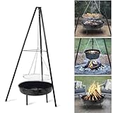 Blendra Fire Pit BBQ Adjustable Campfire Tripod Portable BBQ Fire Pit For Garden Patio Extra Outdoor Camping(Black)