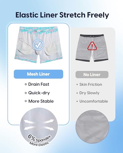 Image of MaaMgic Mens Slim Fit Quick Dry Short Swim Trunks with Mesh Lining