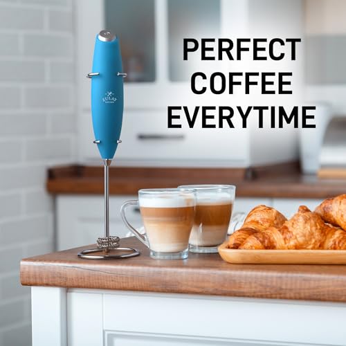 Image of Zulay Kitchen Powerful Milk Frother Wand With Duracell Batteries - Ultra Fast Handheld Drink Mixer - Electric Whisk Foam Maker for Coffee, Lattes, Cappuccino & Matcha - Double Whisk - Teal
