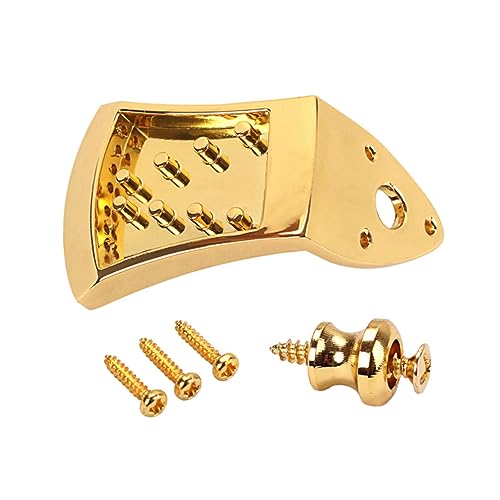 QUMIIRITY 8弦マンドリンテールピース ネジ付きギターテールピース 三角メッキテールピース ギター職人 マンドリンのパーツ交換 Golden