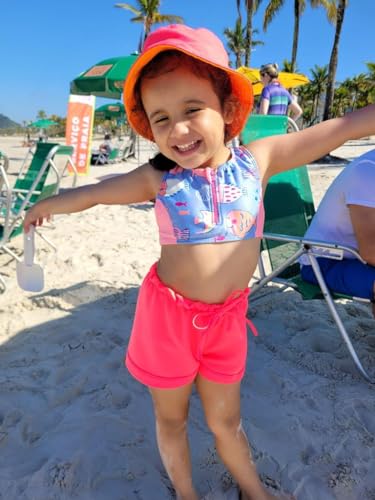 Shorts Moletinho Infanto Juvenil Menina Cores Neon Praia (3, Pink)
