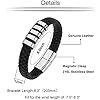 Leather Bracelet for Men Braided Cuff Wristband Stainless Steel Clasp in Silver and Gold Jewellery Gift