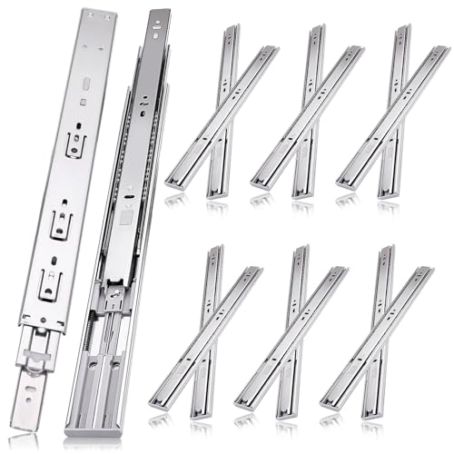 18 inch Drawer Slides 6 Pairs (12pcs) Soft Self Close 3 fold Full Extension Ball Bearing Drawer Slides Side Mount Drawer Slides 100 LB Capacity Drawer Slide 18