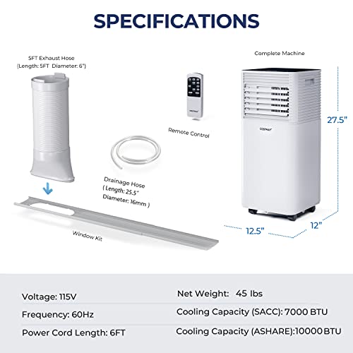 Costway Portable Air Conditioner, 4-In-1 Air Conditioner For Room Spaces Upto 230Sq.ft With Remote Control, 24H Timer & Window Venting Kit - Suitable For Bedroom, Living Room, Office (8000Btu, Black) #TOP5