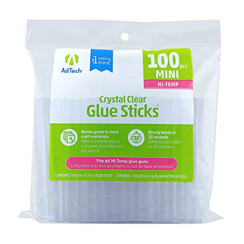 Adtech W229-34Zip100 Mini Hot Glue Sticks, 100 Pack, Clear 100 Count #TOP5