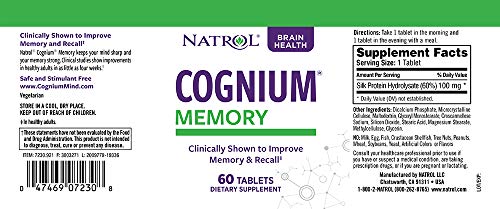 image for Natrol Cognium Tablets, Brain Health, Keeps Memory Strong, #1 Clinical