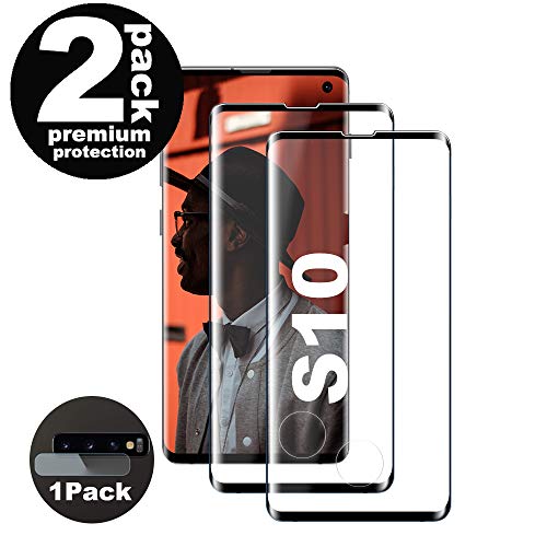 KUTUKU Galaxy S10 Film Protection Ecran Verre Trempé, [2 Pièces] [Compatible avec Lecteur dEmpreinte] [Protecteur de lentille] [Ultra Claire] [Dureté 9H] pour Samsung Galaxy S10