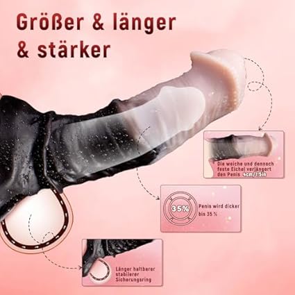 Funda de pene de caballo – Funda de pene de silicona para hombres, extensor macho de 7,48 pulgadas, funda de pene para amplificadores de circunferencia gruesa, funda impermeable reutilizable para el