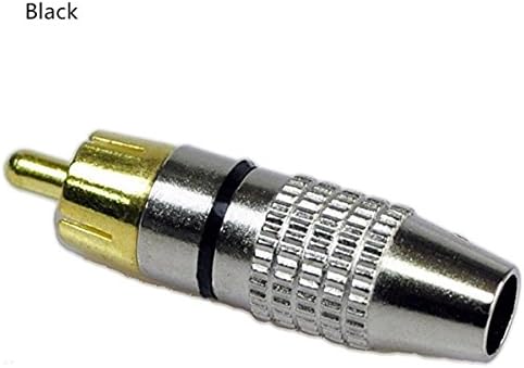 HKSMAN RCA Male Plug Screws Audio Video In-Line Jack Adapter Gold Plated,RCA Plug Solderless,Black And Red (8Pcs)