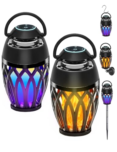 Upgraded Outdoor Bluetooth Speakers, Portable Speaker Waterproof IPX6 with LED RGB Flame Lights, Gadget Gifts for Dad, Hd Stereo Sound, BT 5.3 Portable Wireless Speaker For patio Deals Party(2 Pack)