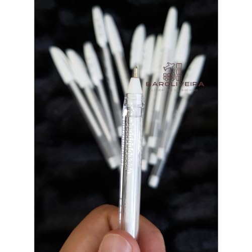 Kit Caneta gel branca e escova escovinha alongamento de cilios designer sobrancelha red com glitter