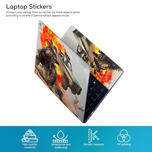 Image of Galaxsia PUBG D2 Top+Wrist Pad Vinyl Laptop Skin /Sticker /Cover Upto 15.6 Inches Laptops Laminated-Removable-HD Quality Compatible for Hp-Dell-Sony-Lenovo-Asus etc.(15x10 Inches)