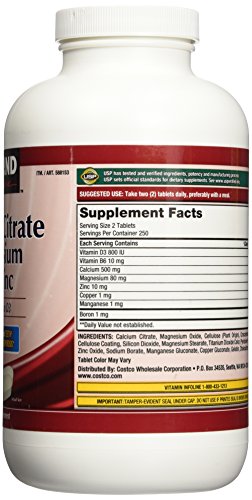 Kirkland Signature Calcium Citrate 500Mg (500 Tablets) #TOP1