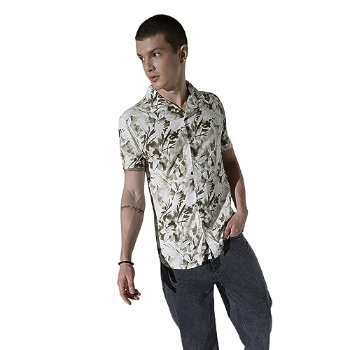 Image of Hubberholme Men's Rayon Relaxed Fit Printed Half Sleeve Resort Shirt