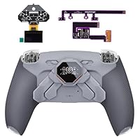 eXtremeRate SPARK Back Paddles Kit for PS5 Controller BDM-030 040 050, OLED Display + Clicky Trigger Stops + Ergonomic Rubberized Grips Remappable 4 Back Buttons Set for PS5 Controller - Classic Gray