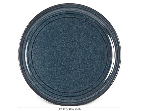 Image of Bodhi House Handcrafted Chip Resistant Porcelain Dinner Set, 12 Pieces Dish Set Serving for 6, Microwave and Dishwasher Safe, Bone-ash Free, Crockery Set for Dining and Gifting, Sapphire Blue