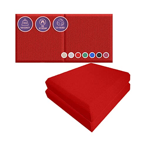 Arrowzoom 2 Paneles acústicos envueltos en tela de alta absorción PRO Insonorización de papel tapiz Tablero de aislamiento Acolchado Deflector de ruido para Home Office Studio Drywall 30x30cm Red 1205 Cover