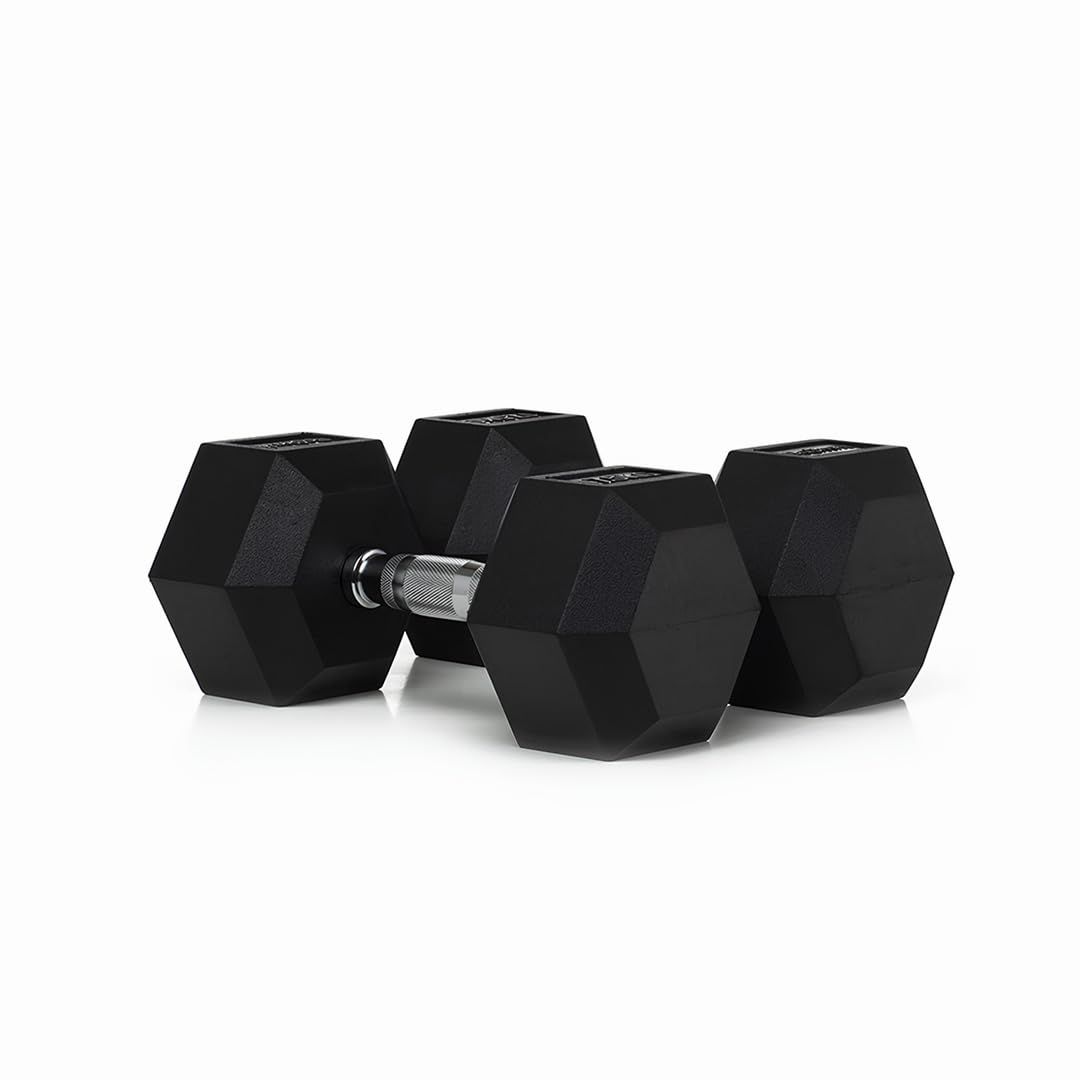 BOOMFIT Mancuernas Hexagonales 1–50 kg (par) con recubrimiento de goma y agarre antideslizante | Pesas y mancuernas para home gym | Pesas para musculación y entrenamiento de fuerza