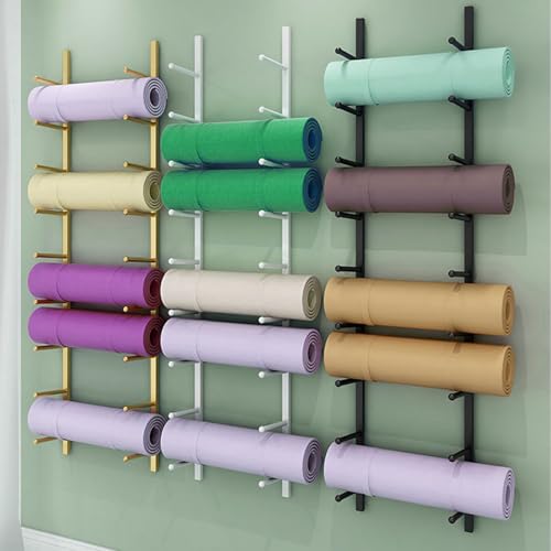 Support de rangement mural en métal pour tapis de yoga, rouleau en mousse, pour la maison, la salle de sport, l'école, le commerce – Support mural pour équipement d'entraînement