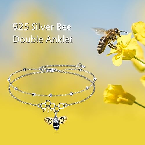 Image of YAFEINI Anklet Bracelets for Women Girls Sterling Silver Hummingbird /Dragonfly /Butterfly Link Chain Anklets Jewelry Gifts