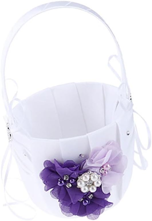 jojofuny Wedding Flower Girl Basket for Ceremony Party Decoration Bridal Petals Holder Basket for Matrimony Processions 4.7X4.7X8.6 Inches