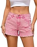 Vetinee Denim Shorts Women Denim Shorts for Women UK Hot Pink Size Large Fits UK Size 16 to UK Size 18
