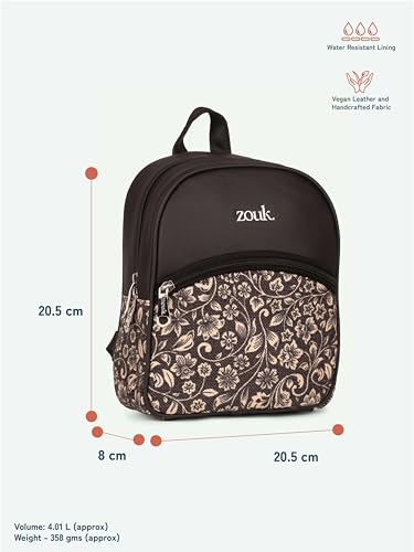 Image of ZOUK Dalila Mini Daypack | Stylish Small Backpack for Women | Compact | Bag for Girls | Daily College Use | Travel Day Pack | Vegan Leather | Handcrafted | Water-Resistant