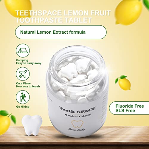 Teethspace Toothbrush-Free Travel Toothpaste Tablets丨Lemon Flavor丨Eco-Friendly Mouthwash Tabs丨Tsa Compliant丨Great For Hiking,Camping&On-The-Go Lifestyle,65 Tablets #TOP3