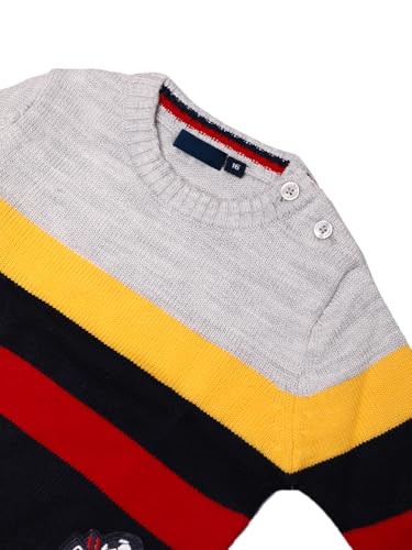 Image of CHKOKKO Boys Woolen Round Neck Sweaters Winter Sweatshirts Grey Navy 12Months-18Months