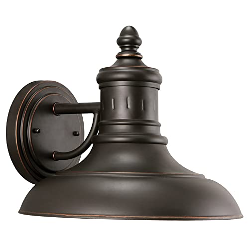 Image of Design House 516732 Monterey Industrial Modern 1-Light Indoor /Outdoor Wall Mount with Metal Shade for Porch Entryway Barn, Oil Rubbed Bronze