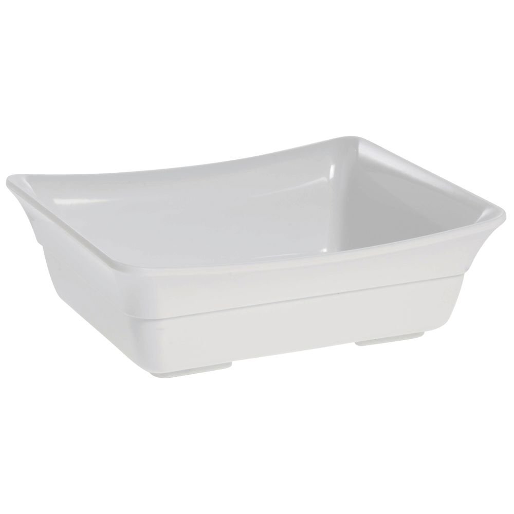 Serving Bowl Display Bowl 1/2 Size White Melamine Curveware Pan - 9 7/8 L x 12" W x 4" D by HUBERT – Melamine, White, Model H0094-WHITE