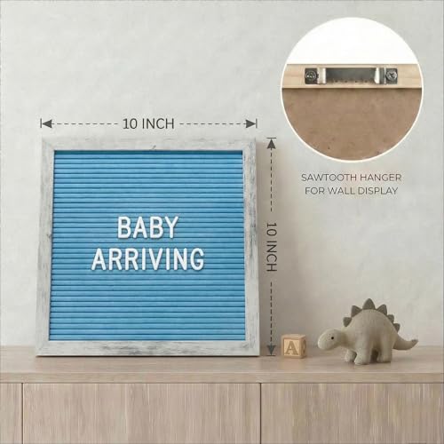 C CRYSTAL LEMON Blue Felt Letter Board 10x10in – Includes 336 Letters, Numbers & Symbols – Changeable Message Board with Rustic Wooden Frame for Home, Office & Events by C CRYSTAL LEMON - Image 7