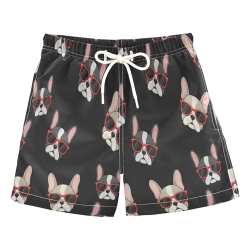 Swimming Clothes for Boys, Toddler Trunks 2t, Cute Cartoon French Bulldog Red
